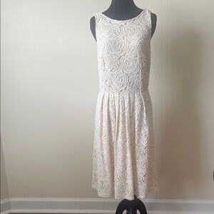 Sharagano Cream Sleeveless Midi Sundress